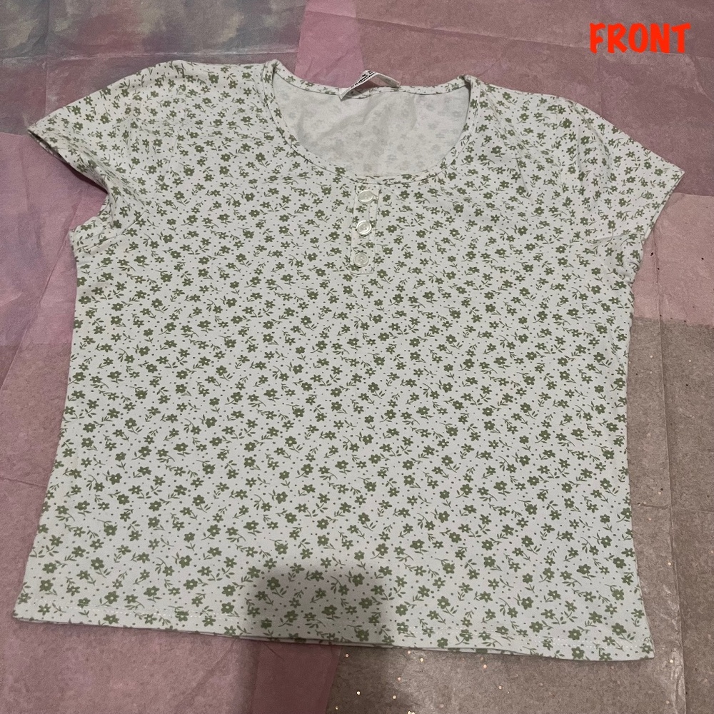 Rebellious Dreamer White & Sage Floral Top